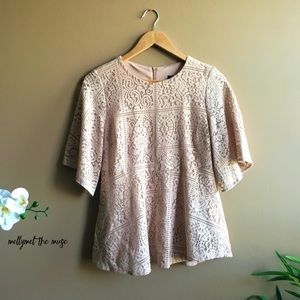 Blush Pink Floral Crochet Lace Blouse | Zara | M